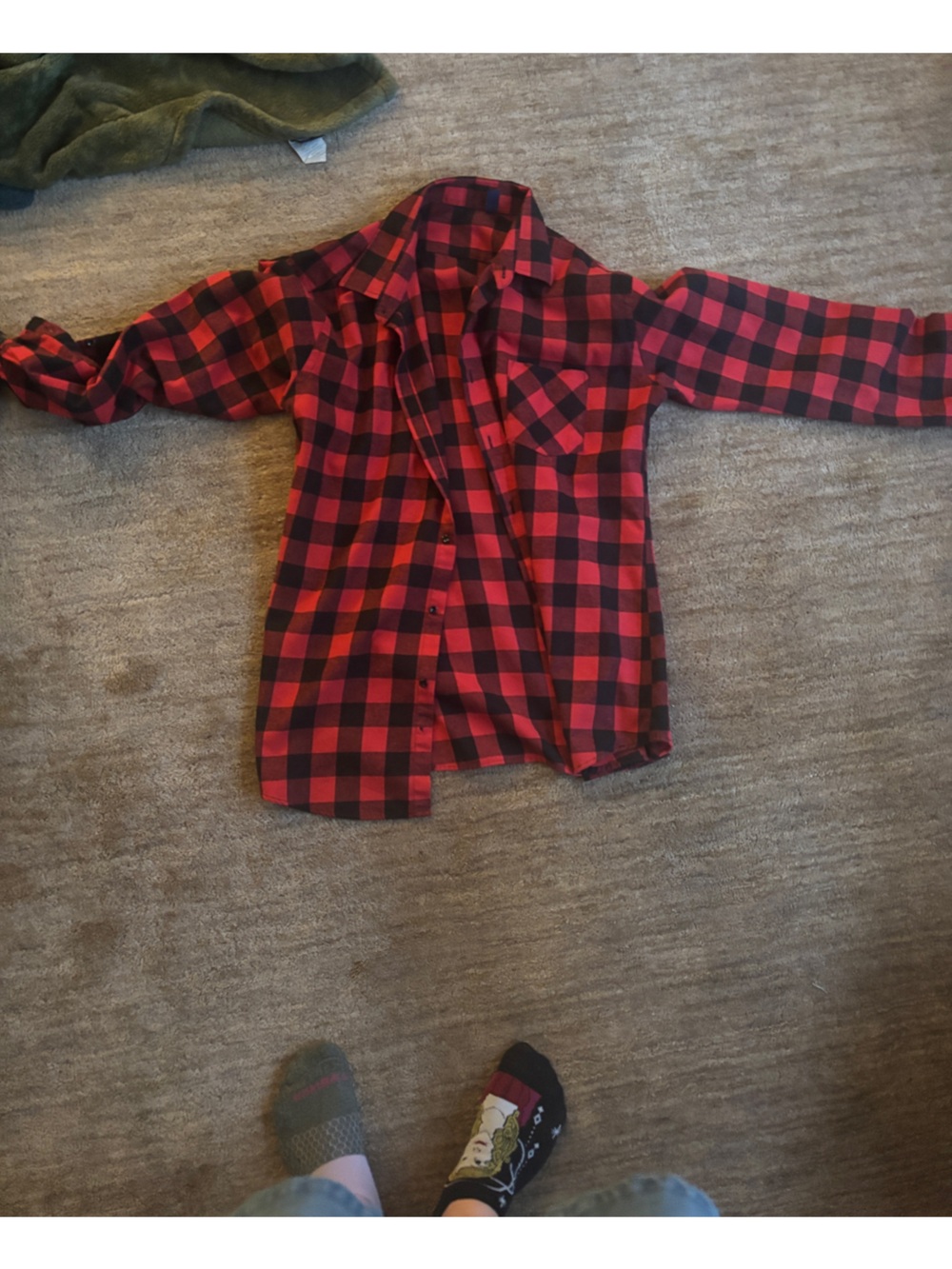 Red and Black Buffalo Plaid Button-Up Shirt